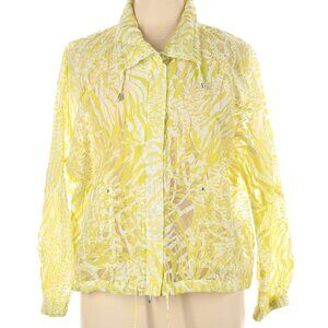 Chico's Yellow Bomber Jacket Semi-sheer Zebra Pattern Style Size XL/3